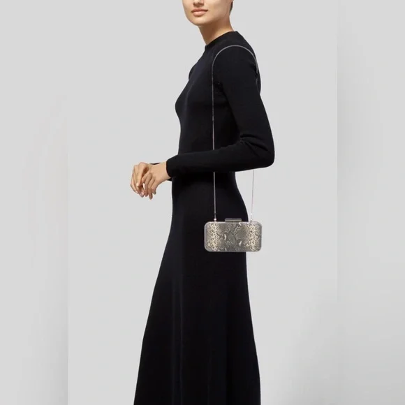 HENRI BENDEL Life Of The Party Purse Clutch Crossbody with Chain Snake Skin - Picture 2 of 8